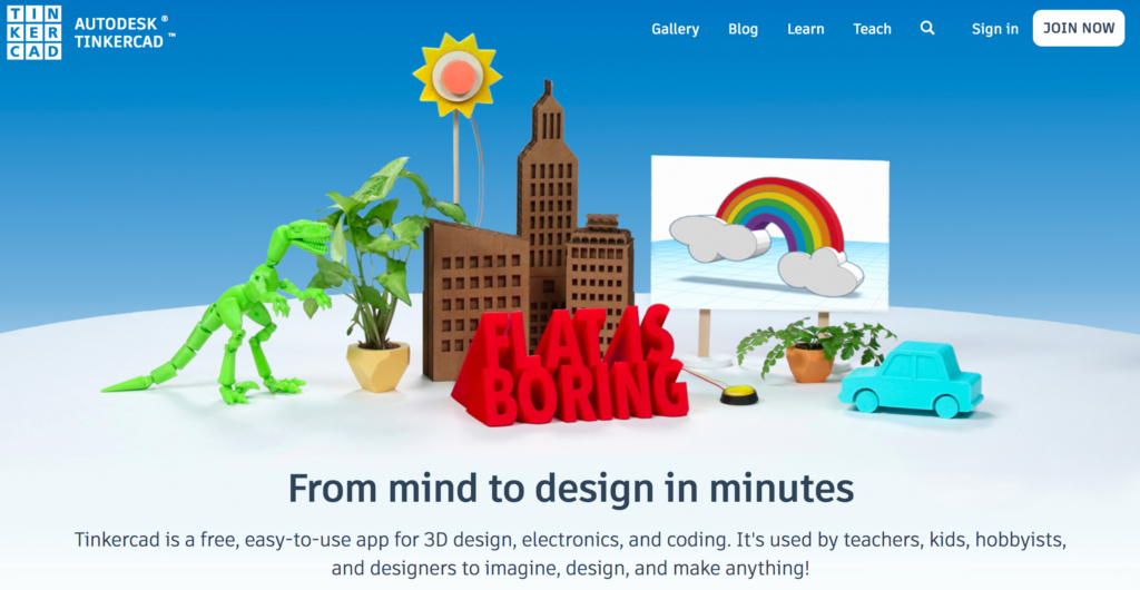 TinkerCAD home page